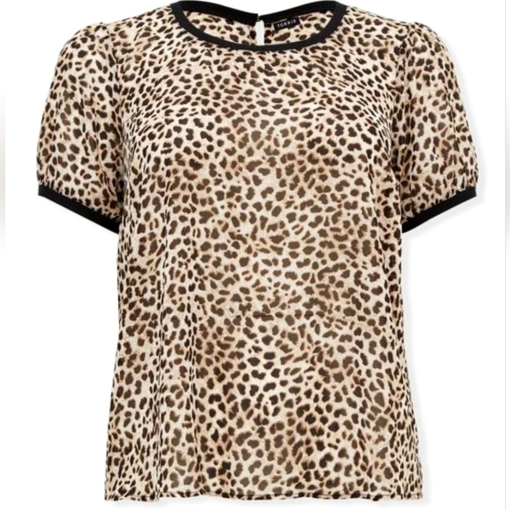 TORRID Leopard Sheer Chiffon Puff Sleeve Top, 1X